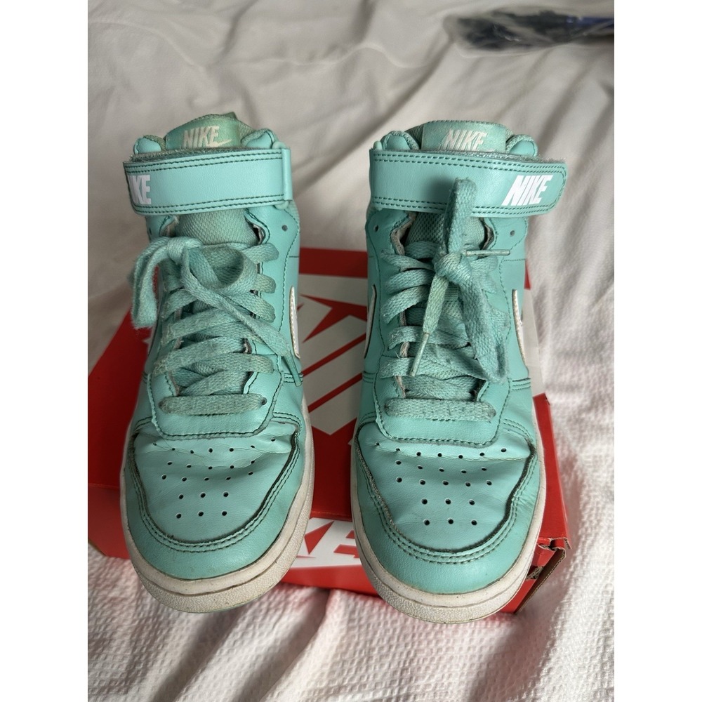 Nike Court Borough Mid 2 Kids Shoes 4.5Y Casual Emerald White CD7782-300 *READ
